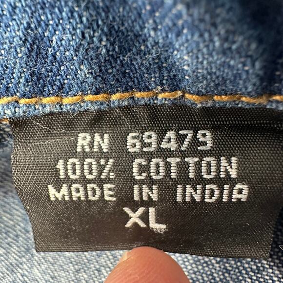 Gordon James Jean Jacket Sz XL Dark Wash Denim Floral Paisley Embroidered Blazer - Picture 11 of 12